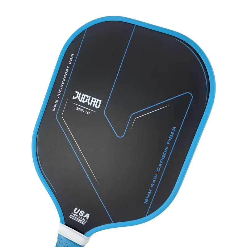 JUCIAO Thermoformed Unibody T700 Raw Carbon Fiber USAPA Approved Pickleball Paddle Spin Textured Surface with Foam Edge