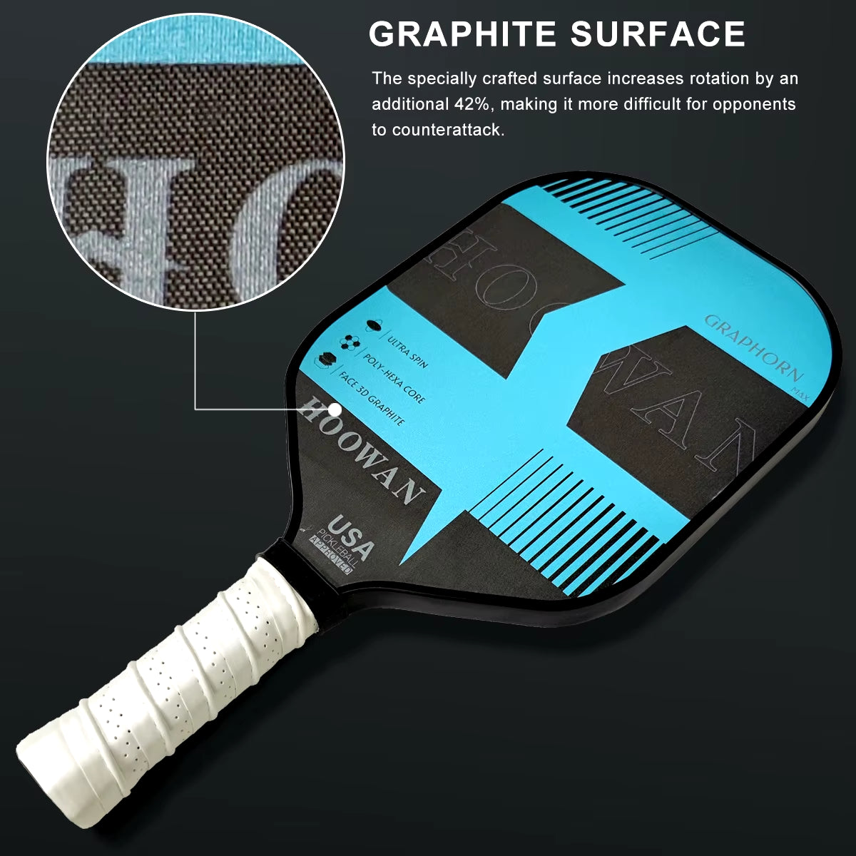 Pickleball Paddle Set T700 Raw Carbon Friction Surface USAPA Pickle Ball Racket Graphite Face 16MM Poly-Hexa Core