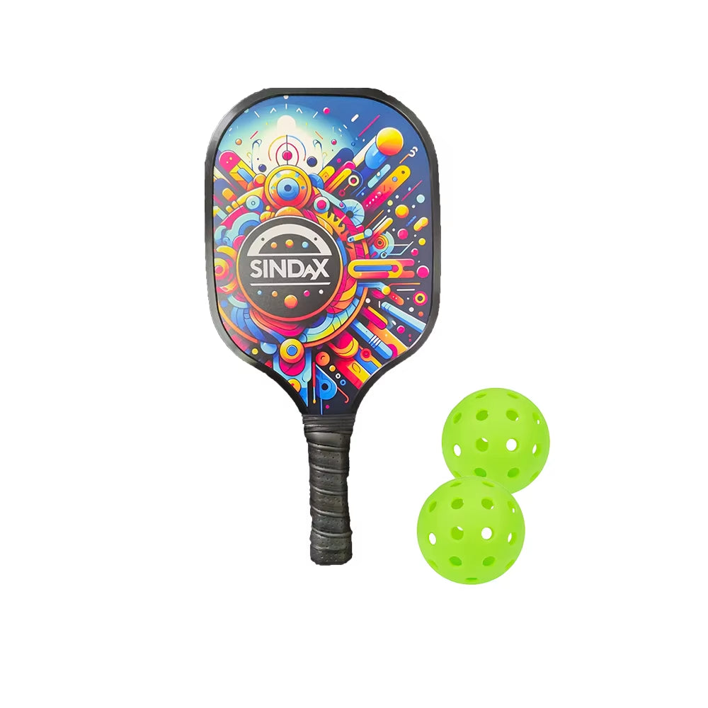 Pickleball Paddles Set Fiberglass Surface Non-Slip Grip Durable Lightweight Pop Tennis Sports Accessory Traction and Stability