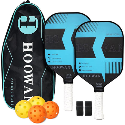 Pickleball Paddle Set T700 Raw Carbon Friction Surface USAPA Pickle Ball Racket Graphite Face 16MM Poly-Hexa Core