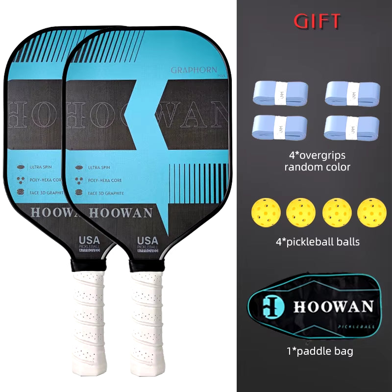 Pickleball Paddle Set T700 Raw Carbon Friction Surface USAPA Pickle Ball Racket Graphite Face 16MM Poly-Hexa Core