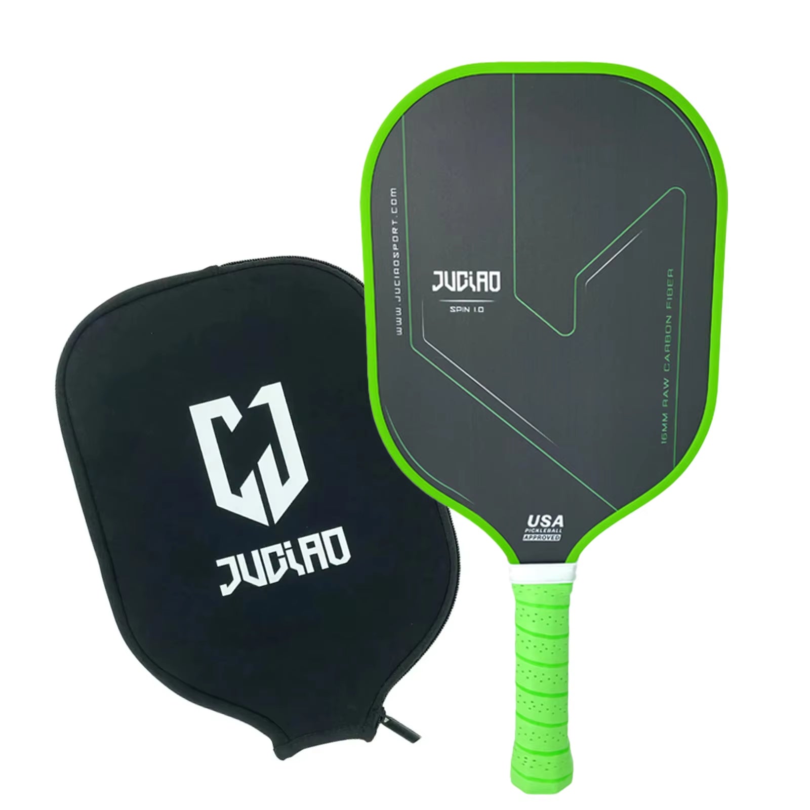 JUCIAO Thermoformed Unibody T700 Raw Carbon Fiber USAPA Approved Pickleball Paddle Spin Textured Surface with Foam Edge