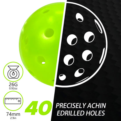 Juciao Competition Ball 40 Hole Outdoor Pickleball Balls Lime Green Pickleballs High Bounce True Flight, Durable