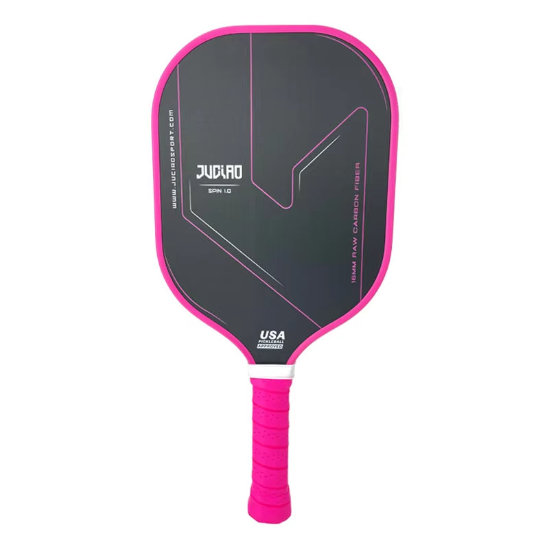 JUCIAO Thermoformed Unibody T700 Raw Carbon Fiber USAPA Approved Pickleball Paddle Spin Textured Surface with Foam Edge