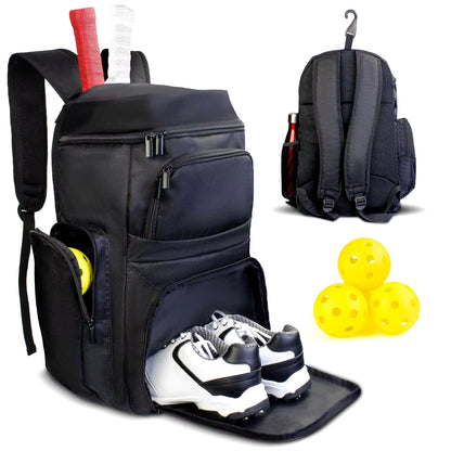 Pickleball Bag Backpack with Shoe Compartment Fence Hook Large Capacity Pickleball Paddle Bags Hold Pickleball Accessories