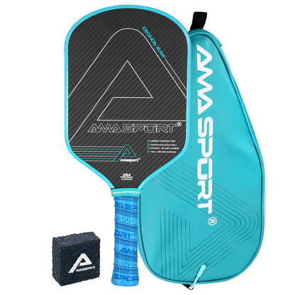 Pickleball Paddle with Cover 3K Carbon Friction Textured Surface Thermoforming Pickleball Racket for Advanced Players