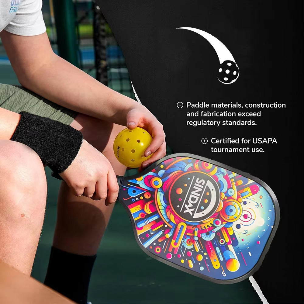 Pickleball Paddles Set Fiberglass Surface Non-Slip Grip Durable Lightweight Pop Tennis Sports Accessory Traction and Stability